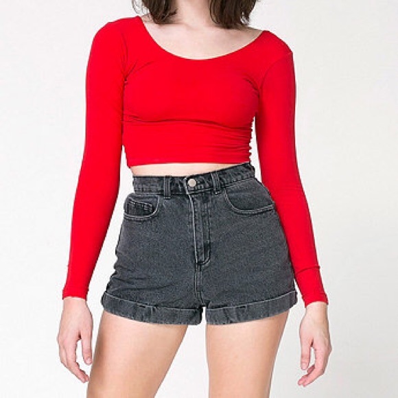 grey high waisted denim shorts